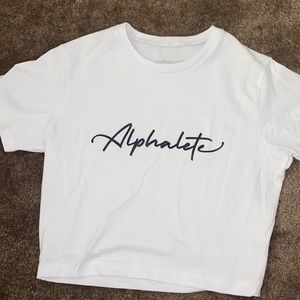 Alphalete size small cropped tee white